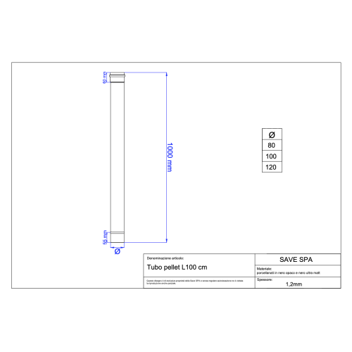 Trubka kouřovod peletová kamna průměr 100-1000 mm černý matný smalt
