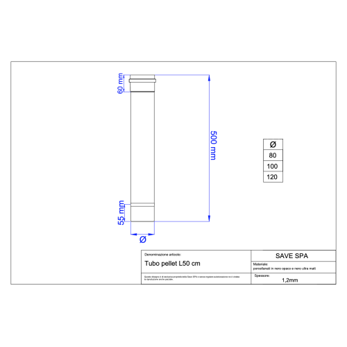 Trubka kouřovod peletová kamna průměr 100-500 mm černý matný smalt