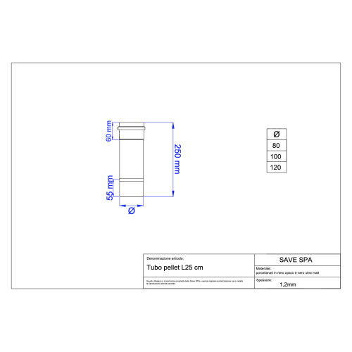 Trubka kouřovod peletová kamna průměr 100-250 mm černý matný smalt