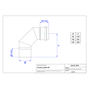 Koleno kouřovod peletová kamna průměr 100/90° černý matný smalt