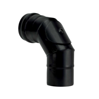 Koleno kouřovod peletová kamna průměr 100/90° černý s čistícím otvorem matný smalt