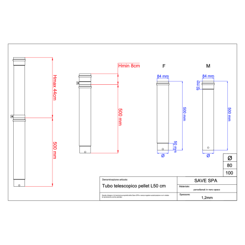 Kouřovod trubka pro peletová kamna průměr 80-500 mm černý matný smalt