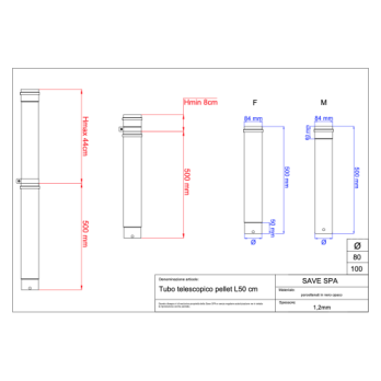 Kouřovod trubka pro peletová kamna průměr 80-500 mm černý matný smalt