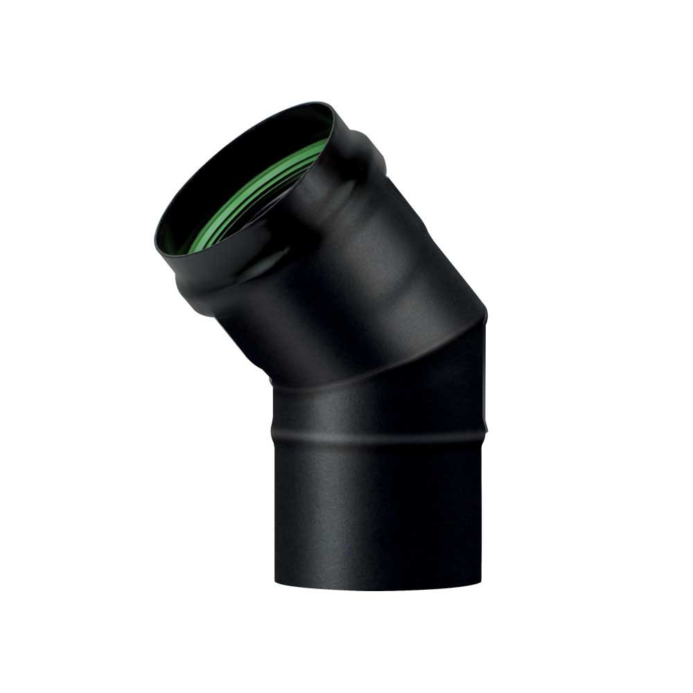 kouřovod koleno pro peletová kamna průměr 80/45° černý matný smalt