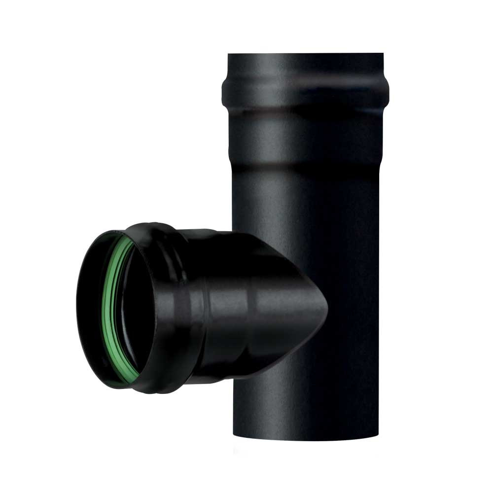 Kouřovod T kus F/M  na peletová kamna pr. 80 mm smalt černý matný