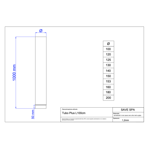 Roura 120mm/100cm/1,2mm smaltovaná černá