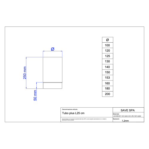 Roura 120mm/25cm/1,2mm smaltovaná černá