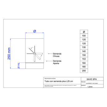 Roura 120mm/25cm-klapka/1,2mm smaltovaná černá