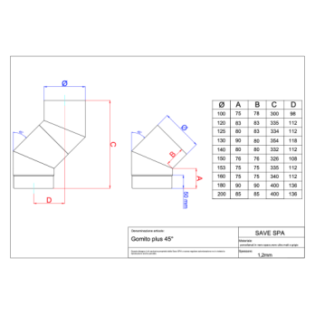 Koleno 45 st - 150mm/1,2mm smaltovaná černá
