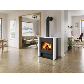 TELDE keramika hladká - krbová kamna s teplovodním výměníkem a dvojit