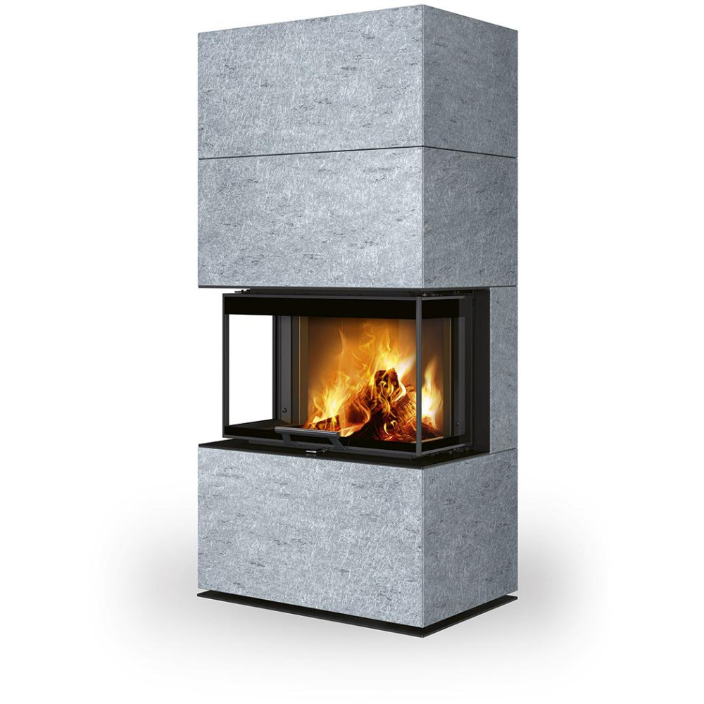 CARA C kámen - designový akumulační krb s výsuvnými dvířky