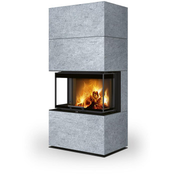 CARA C kámen - designový akumulační krb s výsuvnými dvířky