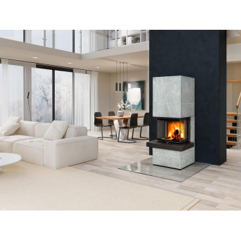 CARA CS 02 kámen - designový akumulační krb s výsuvnými dvířky