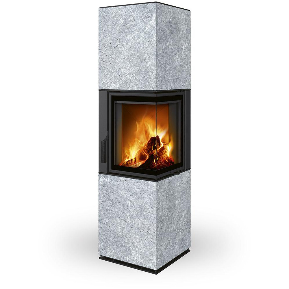 HARMONY R/L HA kámen - designový rohový akumulační krb, Dělené sklo, 