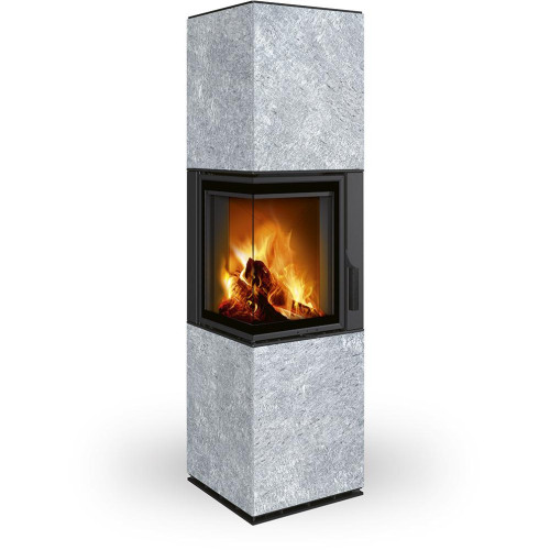 HARMONY R/L HA kámen - designový rohový akumulační krb, Dělené sklo, 